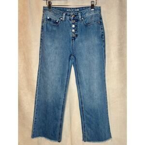 Michael Kors Button Fly Cropped Jeans Size 2 High Rise Blue Denim